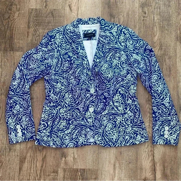 TALBOTS Navy Blue and White Blazer Like New - Picture 7 of 16